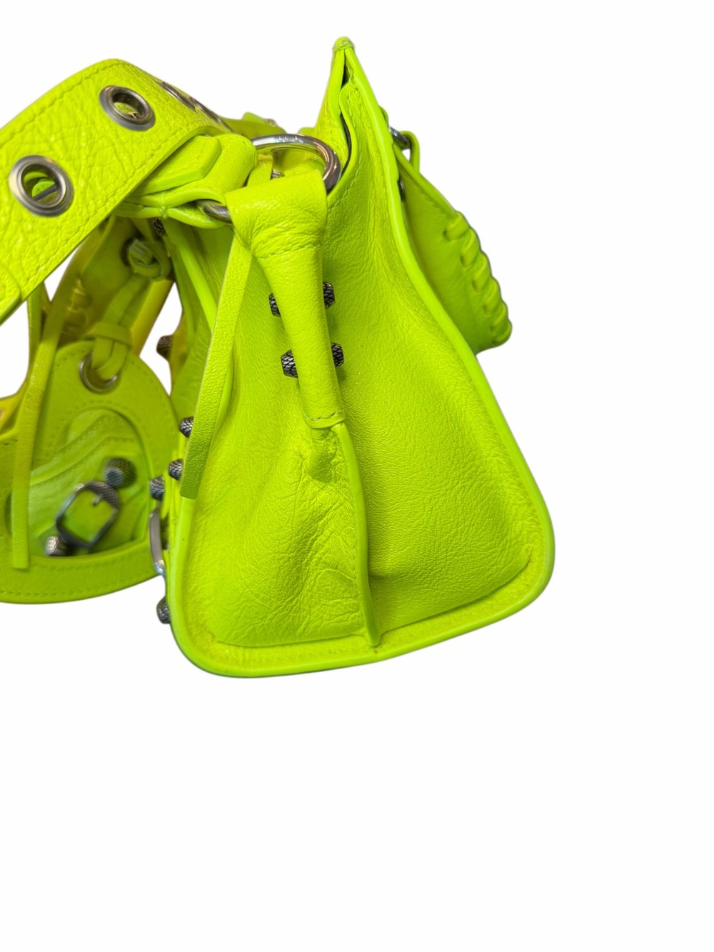🎉 SOLD 🎉  BALENCIAGA Neo Cagole City XS – Fluo Neon Yellow Heart Rare - Picture 3 of 16